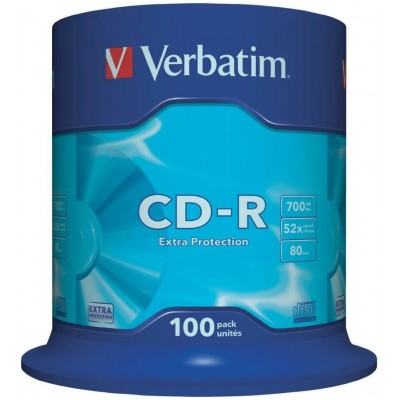 Диск CD-R Verbatim 700 МБ 52x cake box 43411 (100 штук в упаковке)