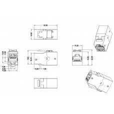 Проходной адаптер Hyperline CA2-KJ-C6A-SH-BK