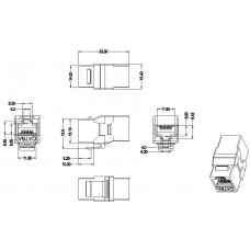 Проходной адаптер Hyperline CA2-KJ-C6A-BK