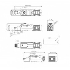 Разъем RJ-45 Hyperline PLUE-8P8C-S-C6A-SH-BK