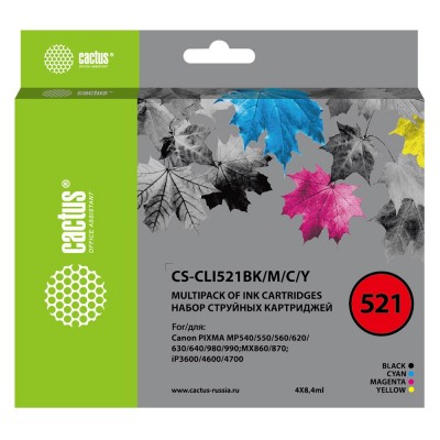 Комплект картриджей Cactus CS-CLI521BK/M/C/Y